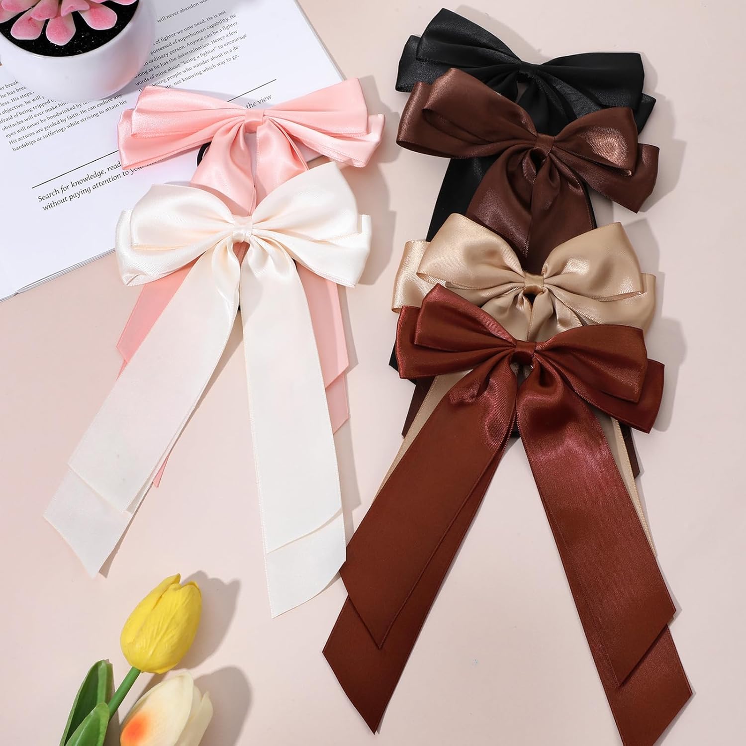 Bow Hair Scrunchies (Set of 6)