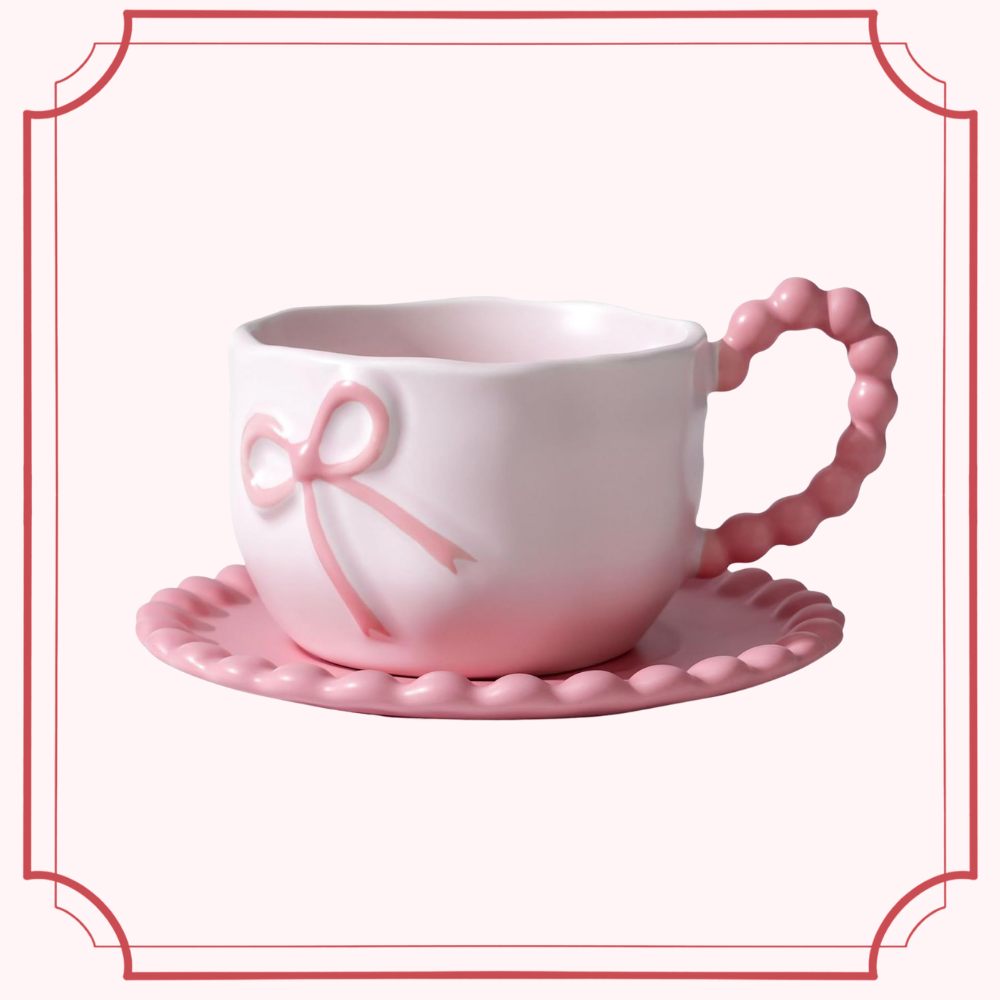 Bow Coffee Mug Porcelain